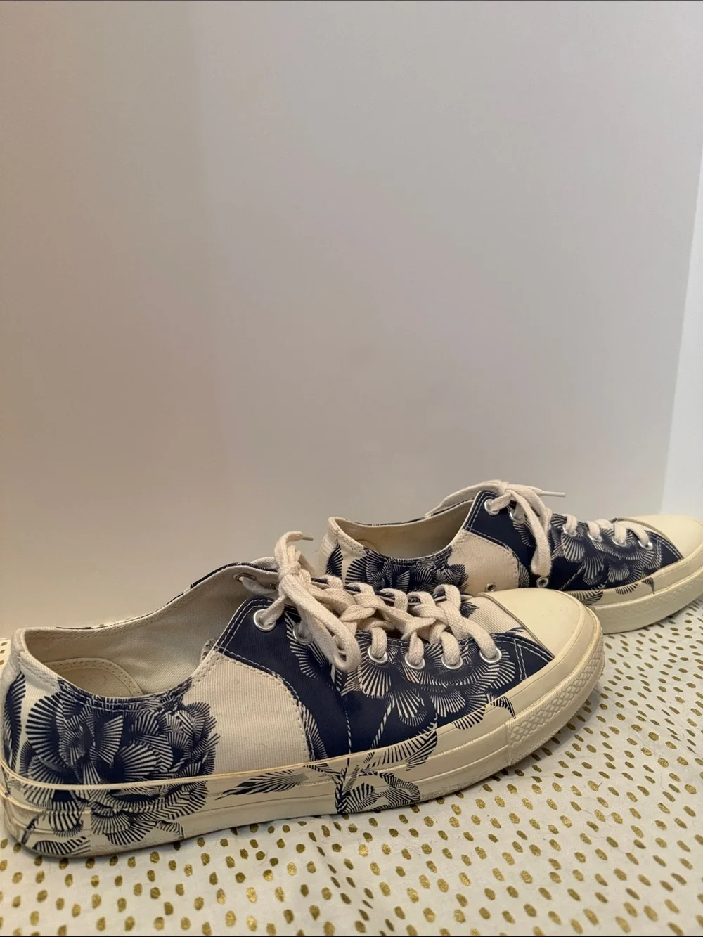 Converse Navy Blue and White Floral Low-Top Sneakers - Picture 3 of 8
